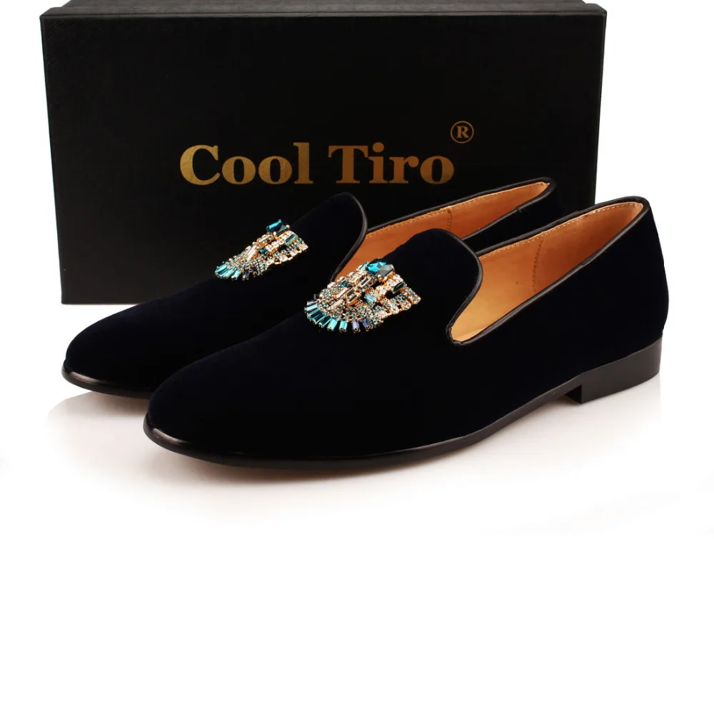 Navy VELVET SLIPPERS WITH CRYSTAL BROOCH (7)