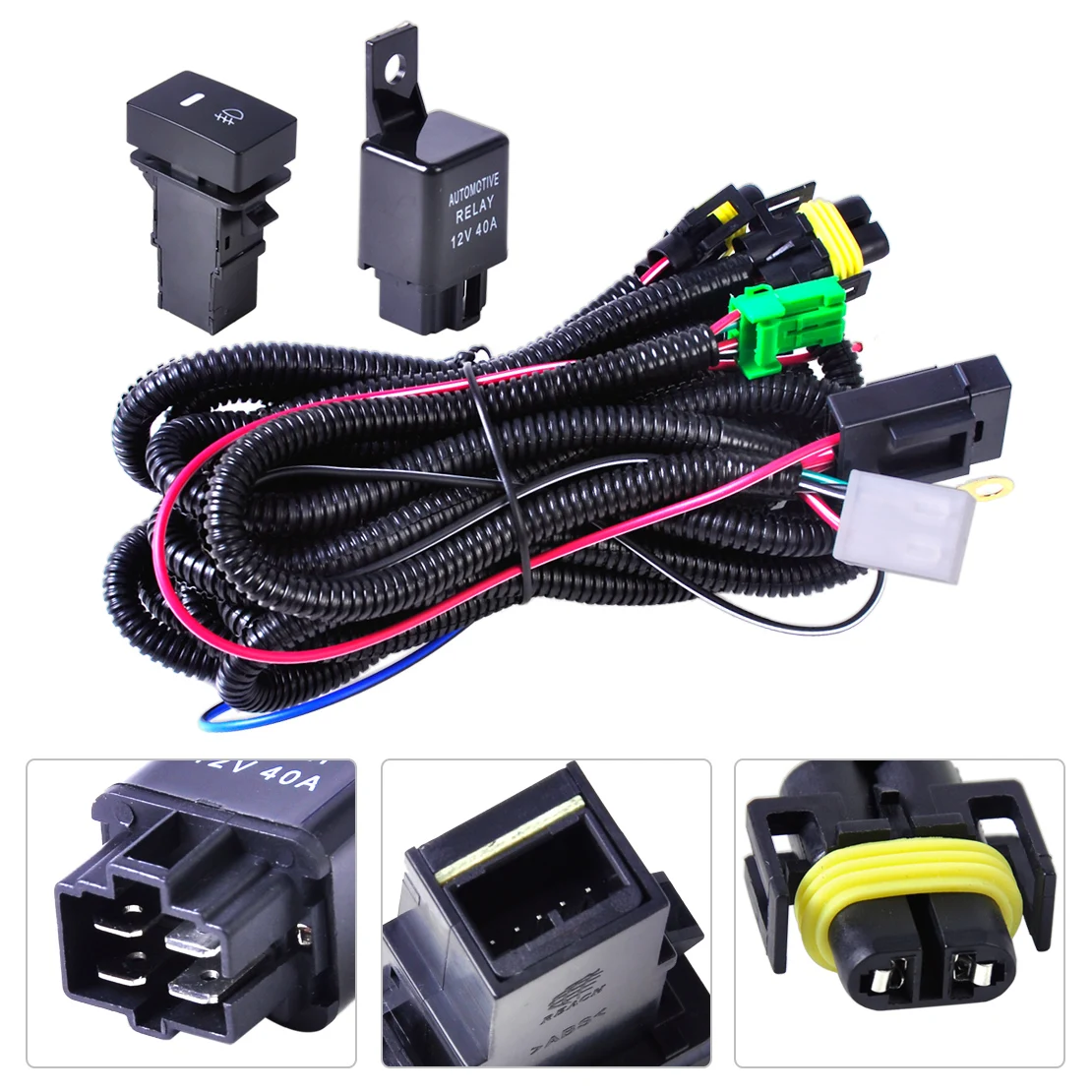 beler Wiring Harness Sockets Wire and Switch Fog Light Lamp for Ford Focus Acura TSX Nissan