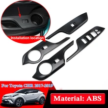 Автомобиль Стайлинг 4 шт. ABS Windows Управление Панель крышка Блестки для Toyota CHR- внутренние двери окна переключатель лифт Панель крышка