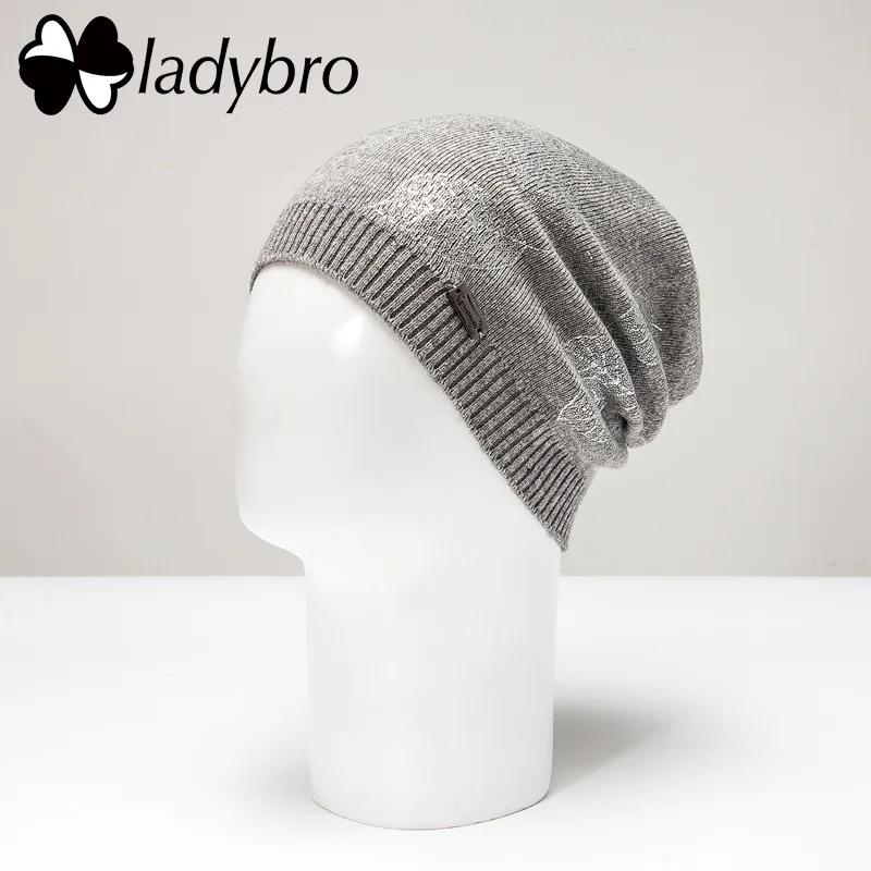 Женская шерстяная Шапка-бини Ladybro, женские головные уборы Skullies Beanies, зимние шапки для девочек, лыжная шапка, повседневная женская теплая вязаная шапка, модная - Цвет: 22702