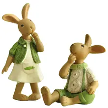 Green Ornament Hand Rabbit Bunny Resin Figurine Gift for Friend Home Decor Micro Landscape Fairy