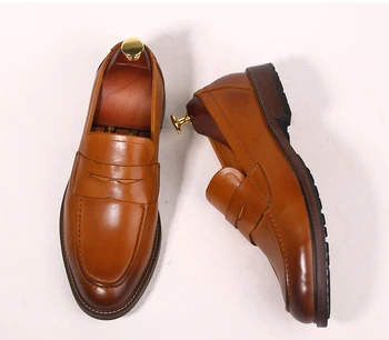 

Retro Man Genuine Leather Italy Derby Oxfords Shoes 2018 Spring Autumn Black Brown Men Fashion Mules Shoes Runway Oxfords Hombre