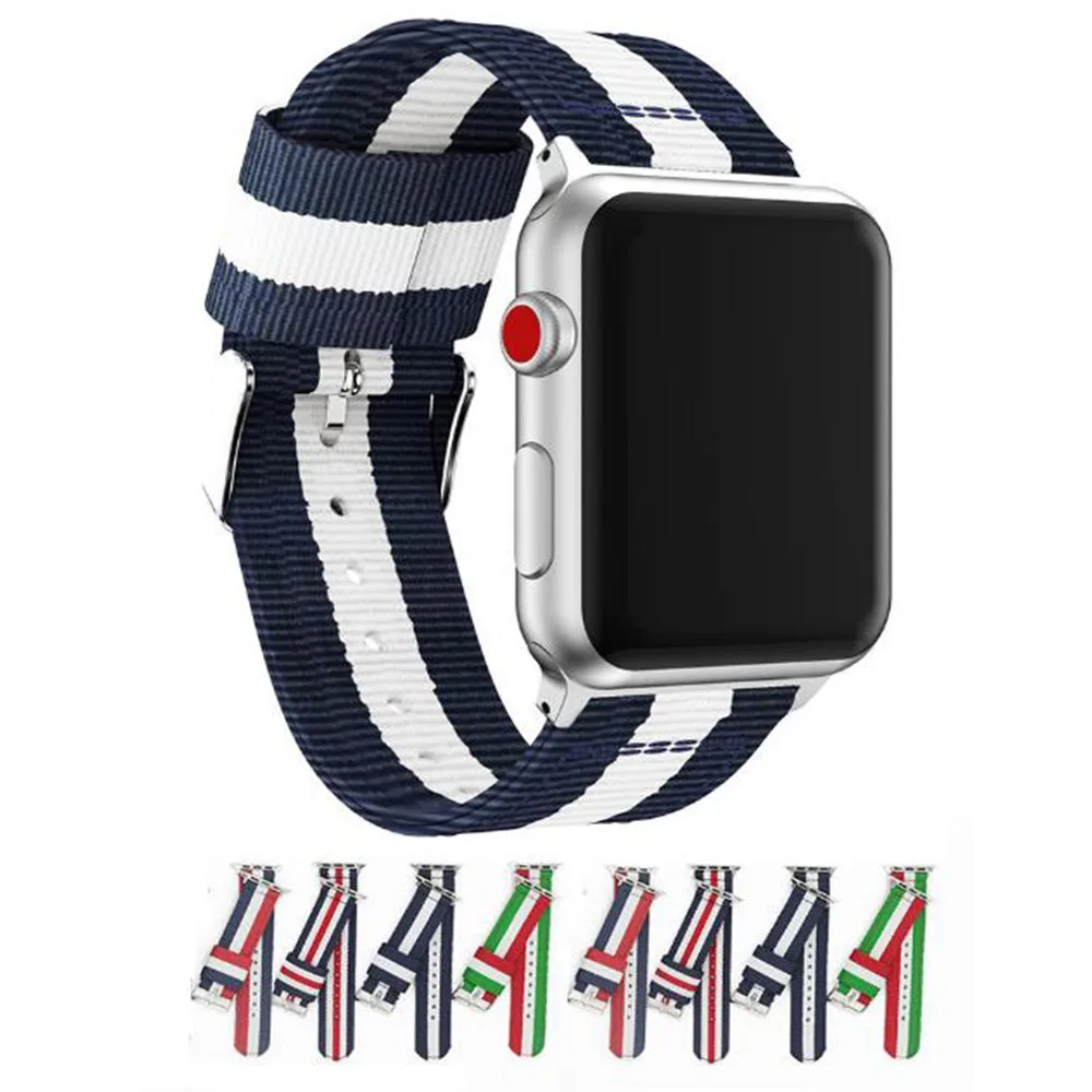 НАТО ремешок для apple watch series4 3 2 1 лямка из нейлоновой ткани для iwatch классические стили красочный узор с адаптерами 38 42 мм