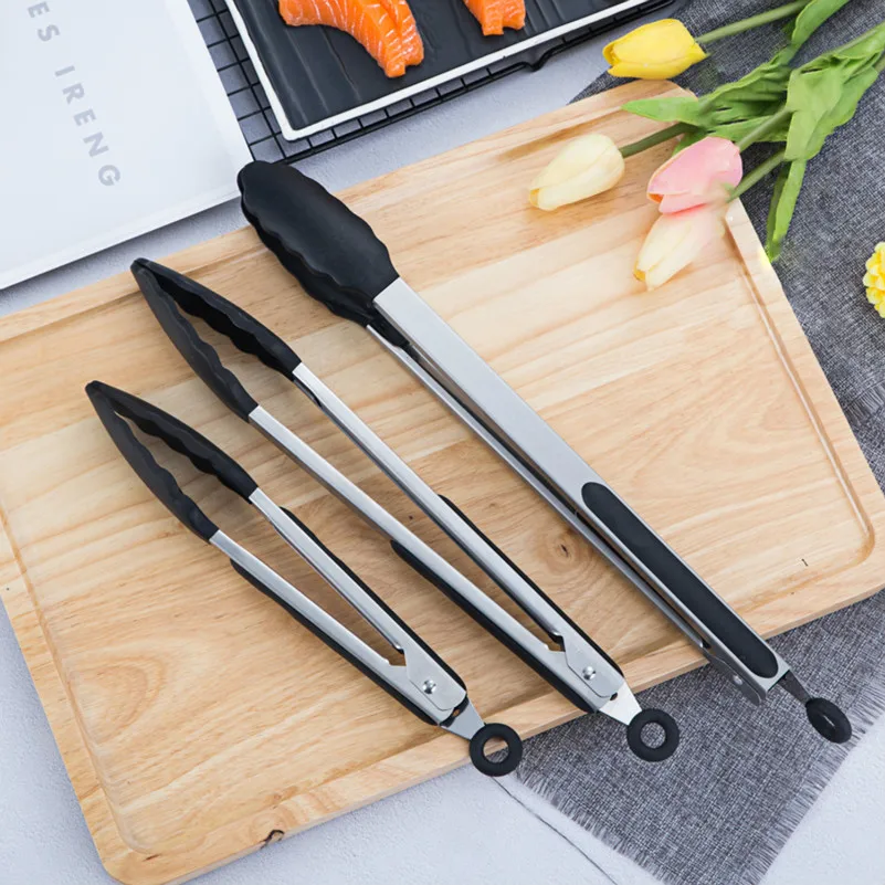 

AOOSY Heavy Duty Stainless Steel Locking Kitchen Tongs With Silicone Tips For BBQ Cooking Serving Salad Grilling Frying