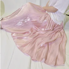 Высокое качество женская летняя длинная юбка модный бренд шелковистые плиссированные юбки высокая талия перламутровые юбки Макси Faldas Saias Jupe