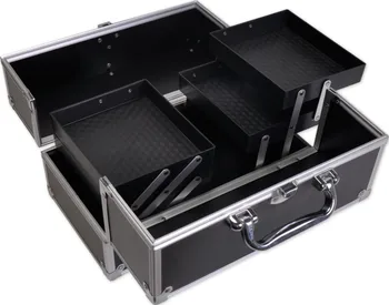 

FB101 Facebox Aluminum Cosmetic Case Beauty Box with Inner Two Layer Tray Black