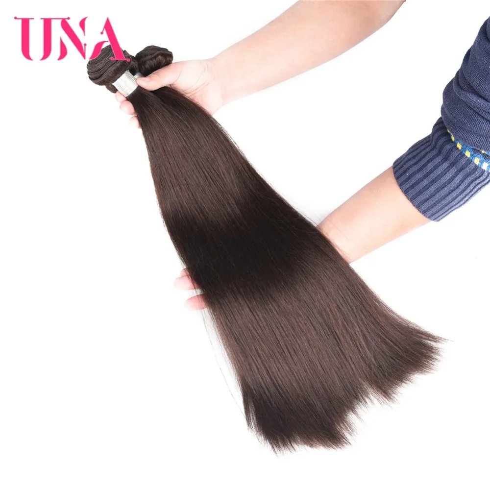 UNA Straight Brazilian Human Hair Bundles Non-Remy Hair Weft Brown Color Human Weave Bundles