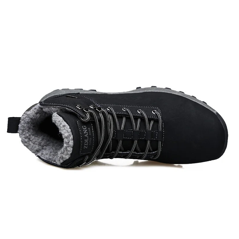 Резиновые сапоги для мужчин; зимняя обувь; размера плюс 45-47; теплые рабочие ботинки; Мужская короткая плюшевая теплая обувь; однотонная