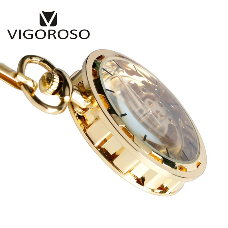 Золотой тон сталь стимпанк Прозрачный Скелет Механические карманные часы ручной обмотки открытым лицом модные часы для мужчин и женщин Подарки
