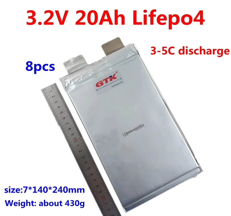 GTK 8 шт. перезаряжаемый чехол LiFepo4 для батареи 3 2 V 20Ah 24V bttery pack DIY golf cart солнечная