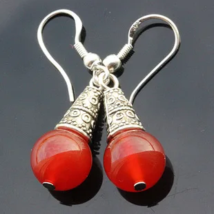 

Wholesale Tibet Jewelery Onyx beaded Bead Pendant Tibetan silver Earring Women Gift Fashion Charm
