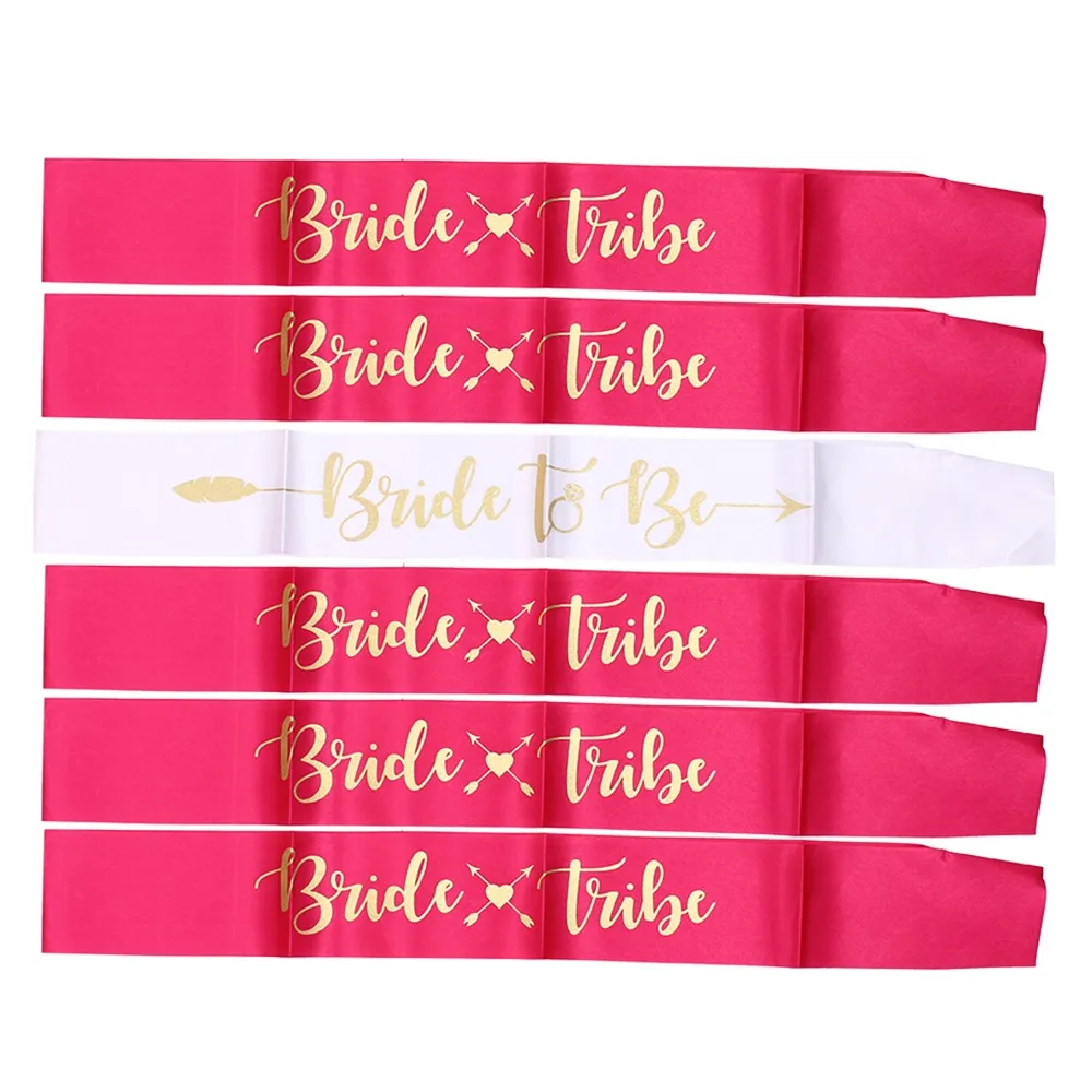 

6pcs Bachelorette Hen Party Bride to Be Satin Ribbon Sash for Wedding Party Bridal Shower Decoration Team Bride Sash
