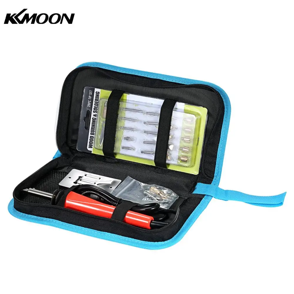 

KKmoon 30W 37PCS Solder Iron Wood Burning Kit Pyrography Tool Set Kit Woodburning Tips Hobby Craft Soldering Iron Pen Tools