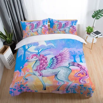 

3D Kids Unicorn Bedding Set Duvet Cover Comforter Cover Pillow Case New