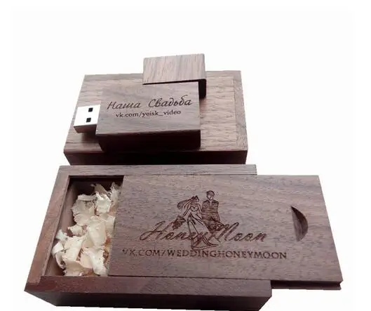  Wooden Walnut Memory flash stick.usb 2.0 version,can engrave company logo on the key and box 