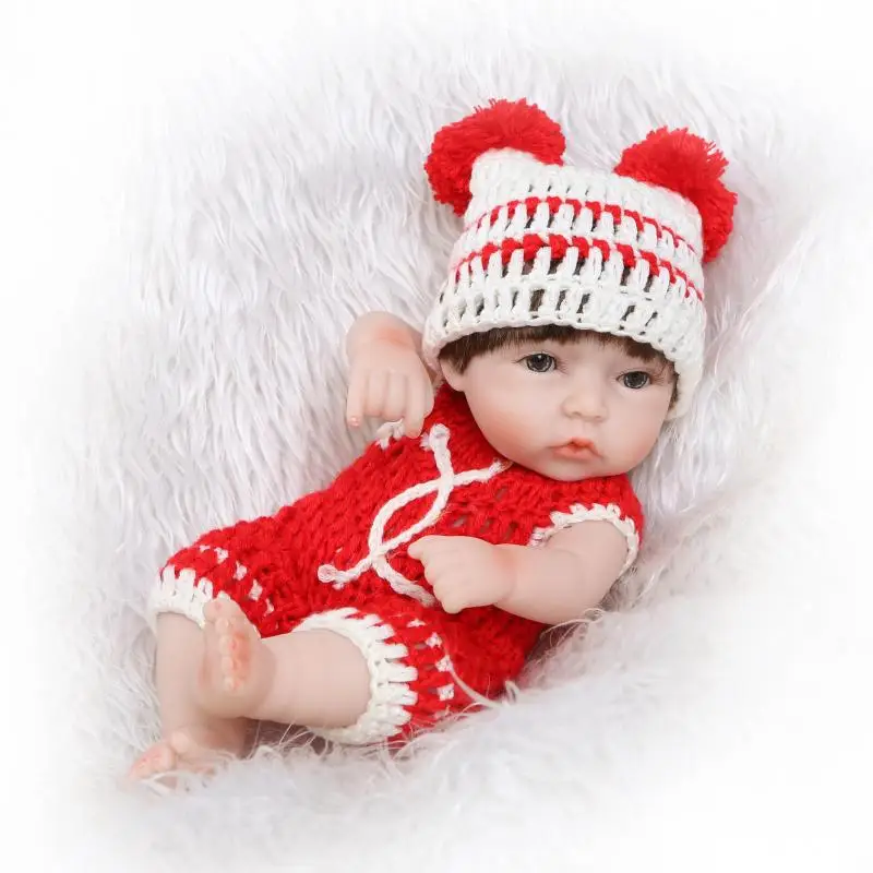 26cm Mini 10inch Bebe Reborn Baby Doll Girl Silicone Full Vinyl Babies Chidren Toys Gift Lifelike Bonecas Brinquedos Juguetes newborn photography props baby boxing set gloves shorts bebe photo shoot baby boy photoshot mini hand gloves wraps