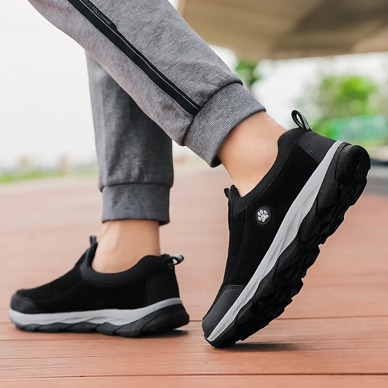 Couples Hiking Shoes Spring Autumn Mens Slip-On Sneakers Black Purple Mountain Sneakers Women Comfortable Walking Shoes
