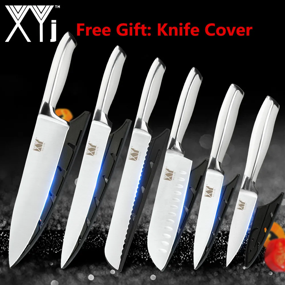 XYj Kitchen Cooking Knives Paring Utility Santoku Chef Slicing Bread