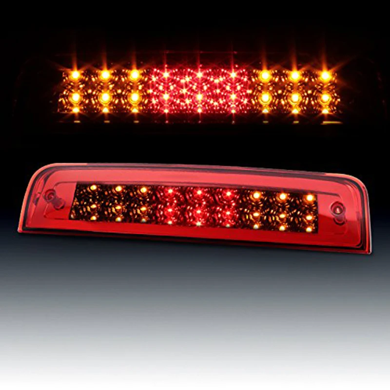 

Rear Tail Third Brake Light Assembly Chrome High Mount Brake Stop Warning Lamp Set Red for Dodge Ram 1500 2500 3500