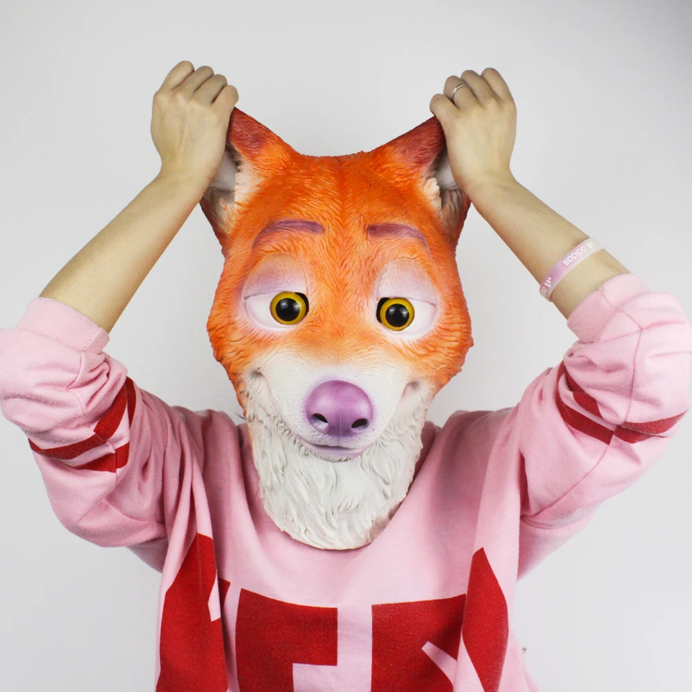 Fox Mask 2016 Movie Cosplay Mask Latex Zootopia Fox Nick Wilde Nick Wilde Helmet Nick Halloween Costume Prop Accessories (8)