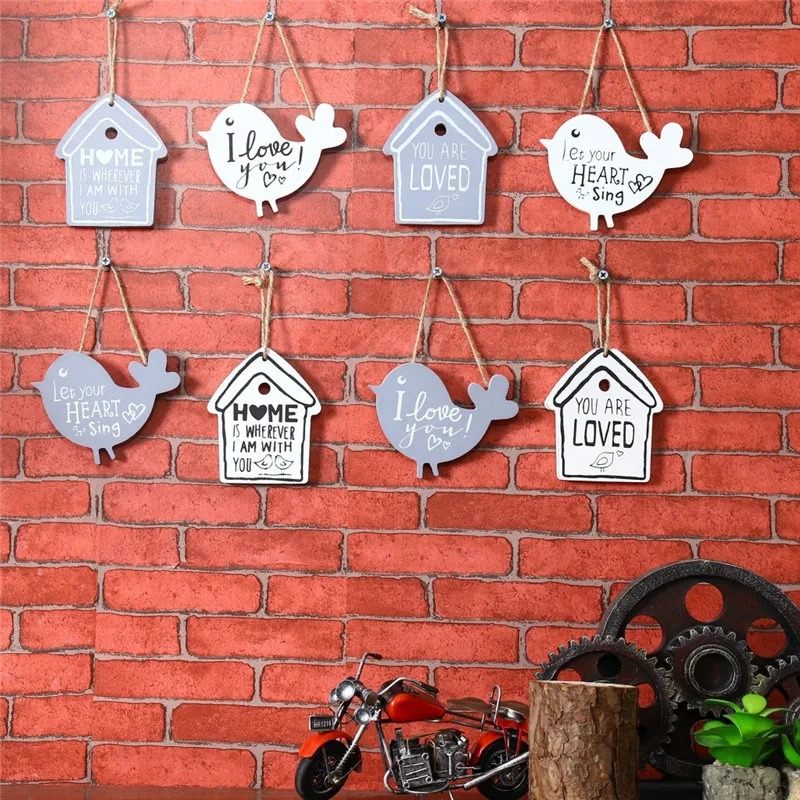 

Creative Household Adornment Wall Hanging Plate Home Garden Welcome Board Bird And House Wooden Craft Sign