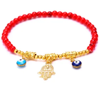 MS JEWELS New Style Bangle Eye Devil and Eye Hand Natural Beaded Bracelet Handmade Accessories Elastic Free Size 2 Colors