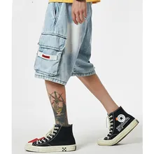 Летняя одежда в стиле «хип-хоп» джинсовые шорты мужские для мужчин и женщин хлопковые Для мужчин джинсовые шорты в уличном стиле карман для будущих мам, джинсовые шорты, шорты-шаровары с рисунком Для мужчин