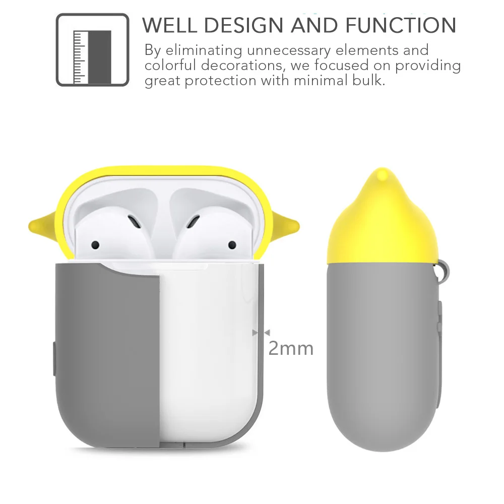 Airpod Чехол-Airpods силиконовый чехол с брелком/ремешком для Apple Airpod от KIWI дизайн