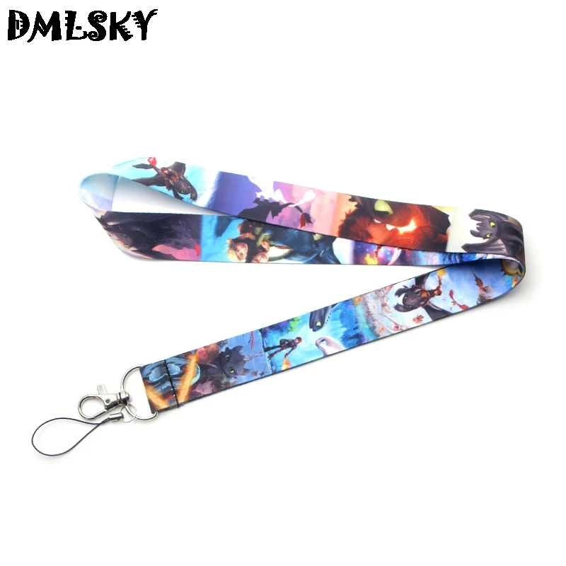 

DMLSKY 24pcs/lot How To Train Your Dragon 3 The Hidden World Animated Cartoon Lanyard for Keys Keychain Accessories M3114