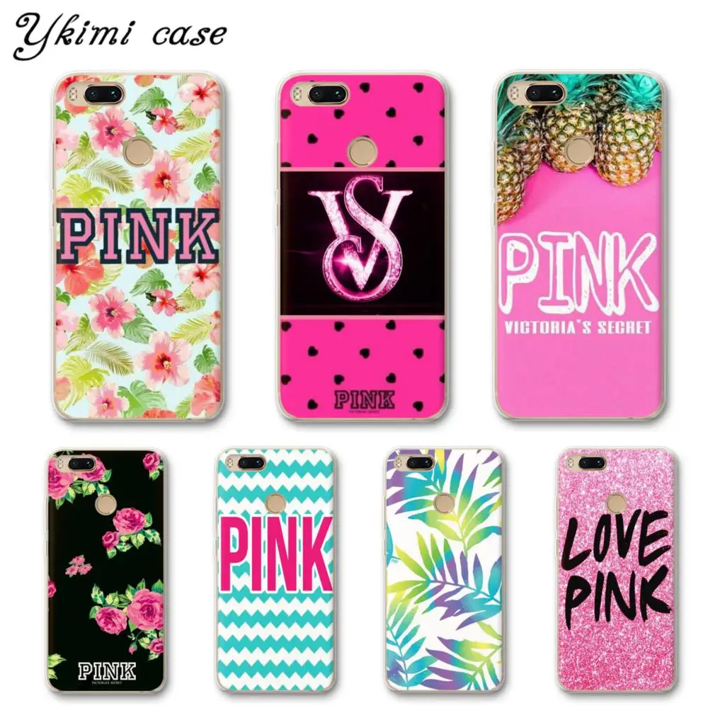 

Ykimi Case Fashion PINK Flower Cover For Xiaomi Mi 5 6 6x A1 A2 8 Se Mix 2 2s Max 3 Case Transparent Soft TPU Silicone Capa