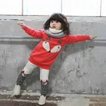 Зимняя одежда; дизайн с лисой; плюшевая бархатная ткань; комплекты для девочек