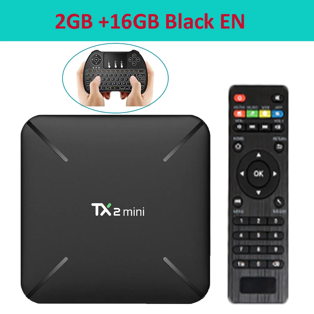 TX2 Мини ТВ приставка Android 7,1 RK3229 2GB16GB EMMC 2,4 GHz WiFi 4K H.265 Android Smart tv приставка - Цвет: 2G 16G black EN