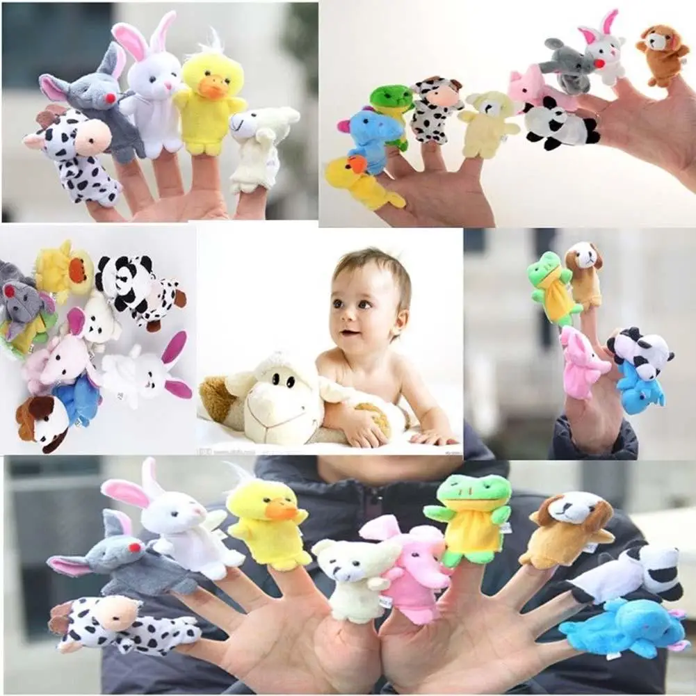 10 pcs//lot Baby Plush Toy Finger Puppets Tell Story Props Animal Doll Kids Toys