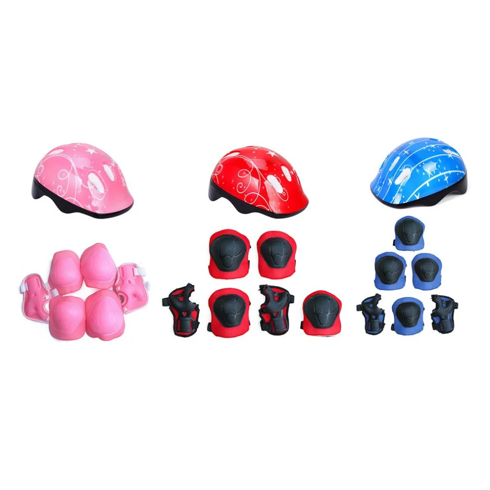 Kids Toys Sprot Protector 7Pcs/set Cycling Skating Skateboard Helmet Elbow Knee Wrist Pads Bike Bicycle Roller Protect gear