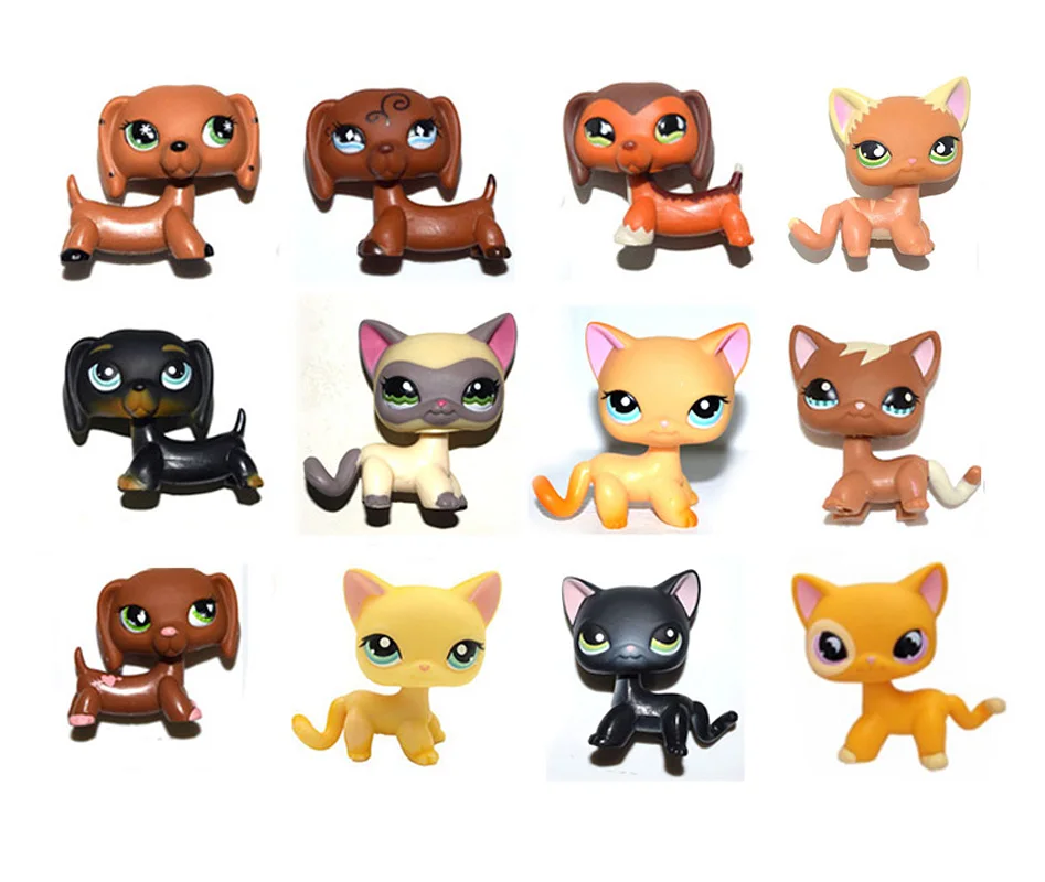 

Pet Shop Brown Black Dachshund Dog Puppy Orange Black Short Hair Cat Kitty Cheap Price Collection Loose Figure Child Girl Toy