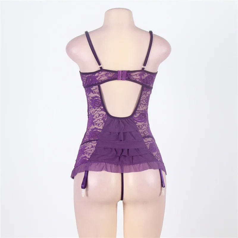 Кружева Babydoll 5XL 6XL Плюс Размер Ночное белье на косточках женское порно