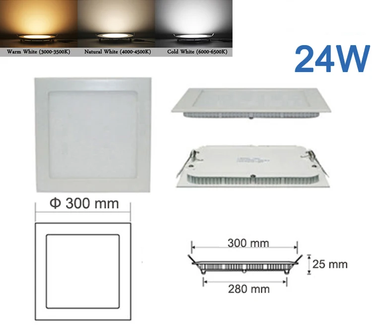 Ultra thin 3W 6W 9W 12W 15W 18W 24W LED downlight Square LED panel / painel light 4000K bedroom luminaire Ceiling Recessed lamp