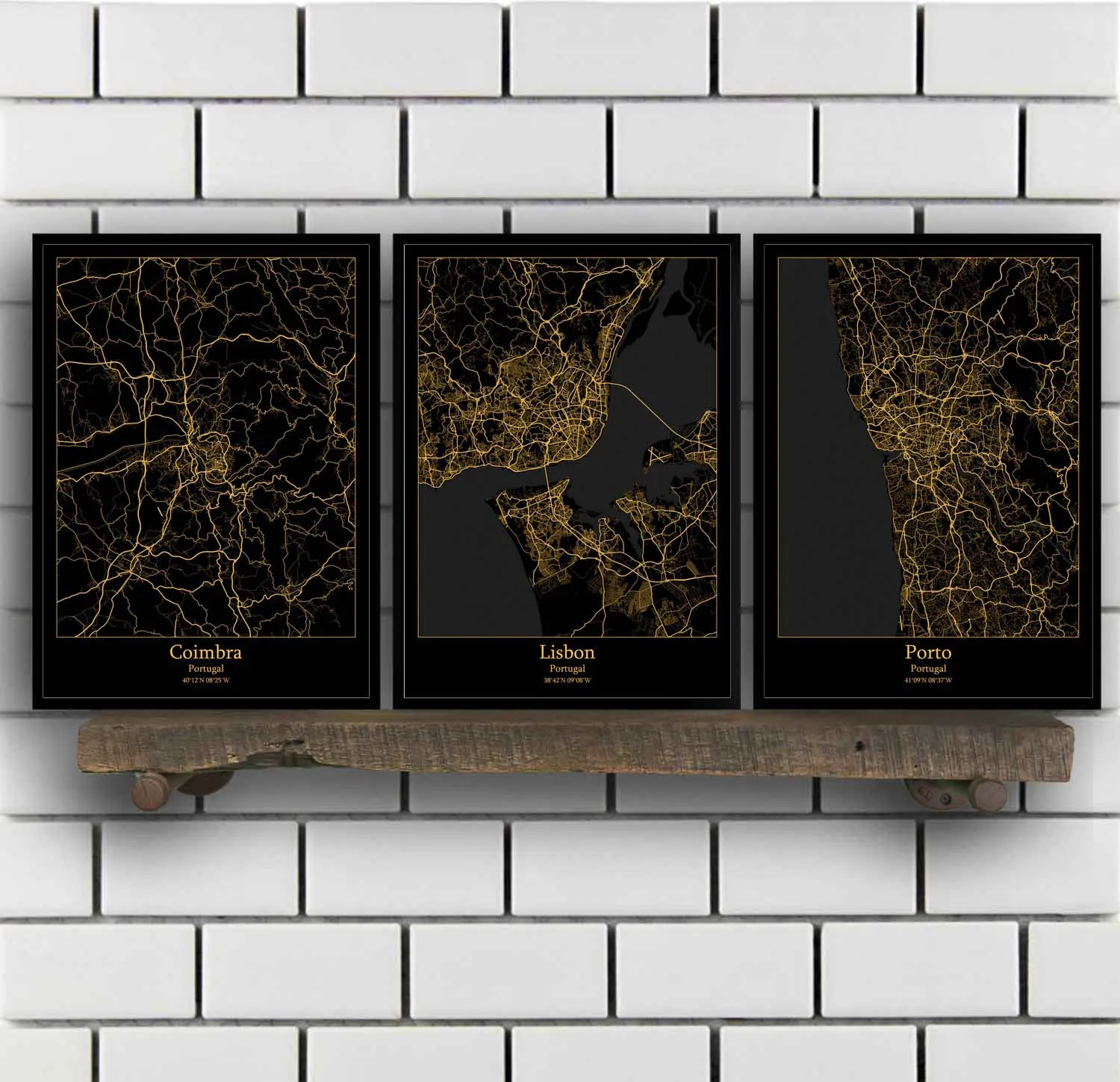 

Coimbra Lisbon Porto Portugal Map Poster