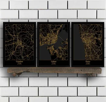 

Coimbra Lisbon Porto Portugal Map Poster