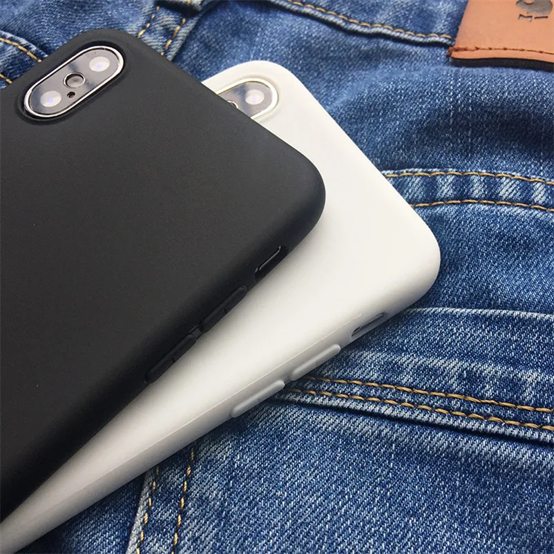 Белый черный матовый чехол для iPhone 11 Pro Xs Max XR X 10 5 5S SE 6 6S 7 8 Plus мягкая задняя крышка из ТПУ для iPhone 7 Plus чехол для телефона