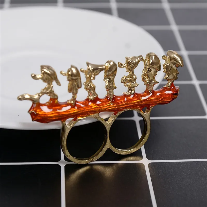 

New Arrival Inner Diameter 17mm 7.6cm Long Double Hoop Rings 7 People Band Party Ring Women Fashion Jewelry Gifts