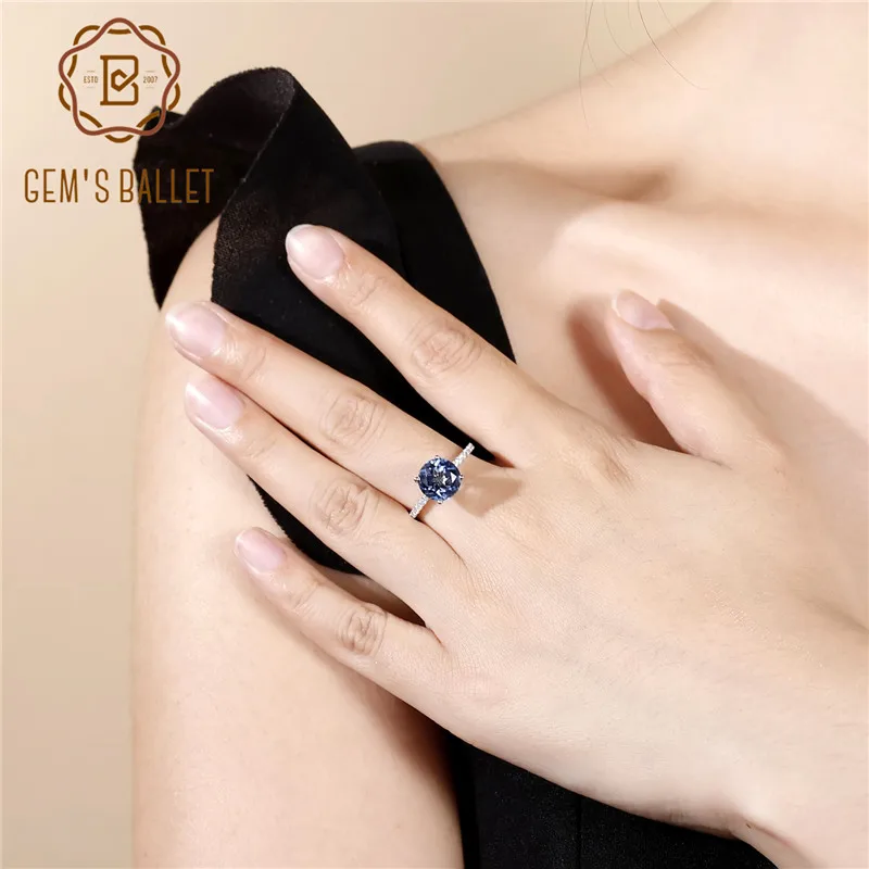 

Gem's Ballet 2.73Ct Natural Iolite Blue Mystic Quartz Simple Ring 925 Sterling Silver Engagement Rings For Women Fine Jewelry