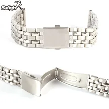 Stainless Steel Metal Strap Silver Watch Band Unisex Bracelet 18 20 22mm Watch Band Double Fold Deployment Clasp Watch Buckle 20 22mm silver stainless steel fold over clasp replacement solid link bracelet men wrist watch band strap 2 spring bars