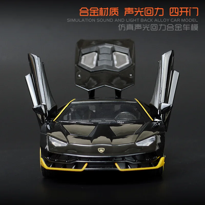 Beste 132 Simulatie Rambo LP770 4 legering sportwagen model met Pull Back en koel licht akoestisch optische auto model kids speelgoed voor Kinderen