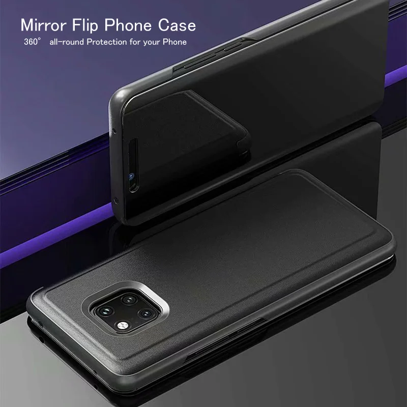 Полностью зеркальный кожаный чехол для Huawei P20 10 30 Mate 9 20 lite Pro Honor 8x10 Y5 6 7 Nova 3 4 P умный