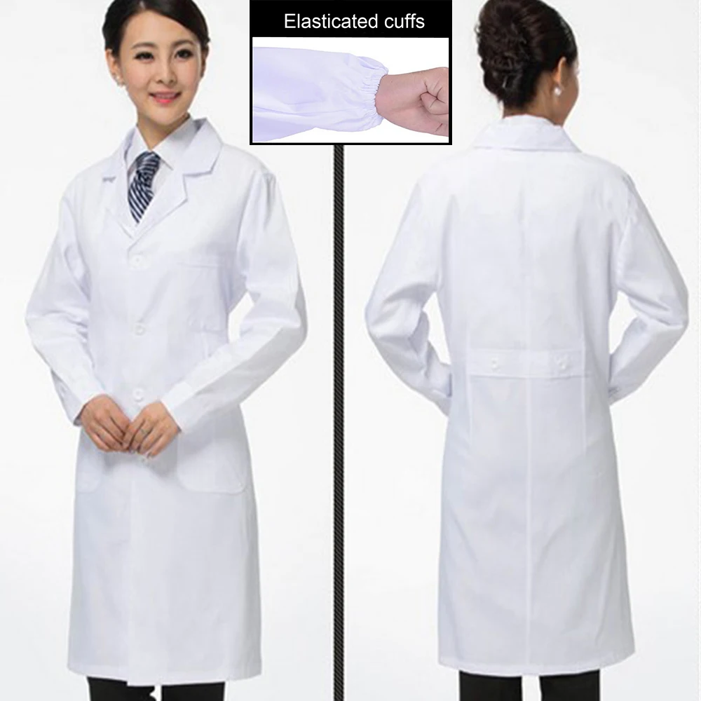 Унисекс, медицинская Униформа медперсонала, белая длинная лабораторная куртка, медицинская медсестер, Униформа с короткими рукавами, костюм, воротник, мягкая Рабочая одежда - Цвет: Women 2