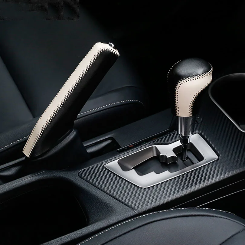 Мягкая натуральная кожа Шестерни переключения Ручка + Handbarke Чехол Набор для Toyota RAV4 2013 2014 2015 2016