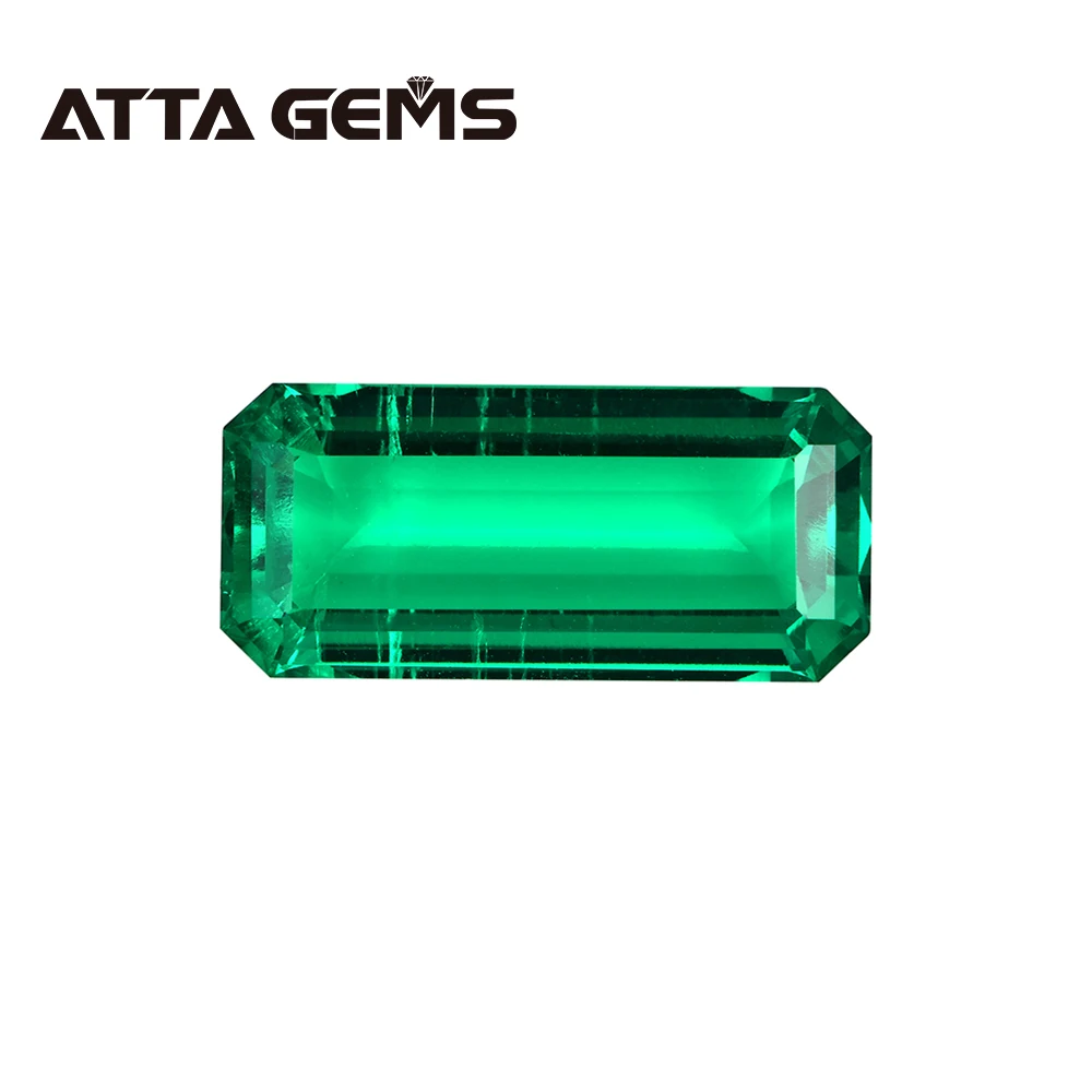 Columbian Hydrothermal Emerald Loose Gemstone Rectangle 7mm*11mm 2.6 Carats for Pendant Jewelry Design LuxuryStyle