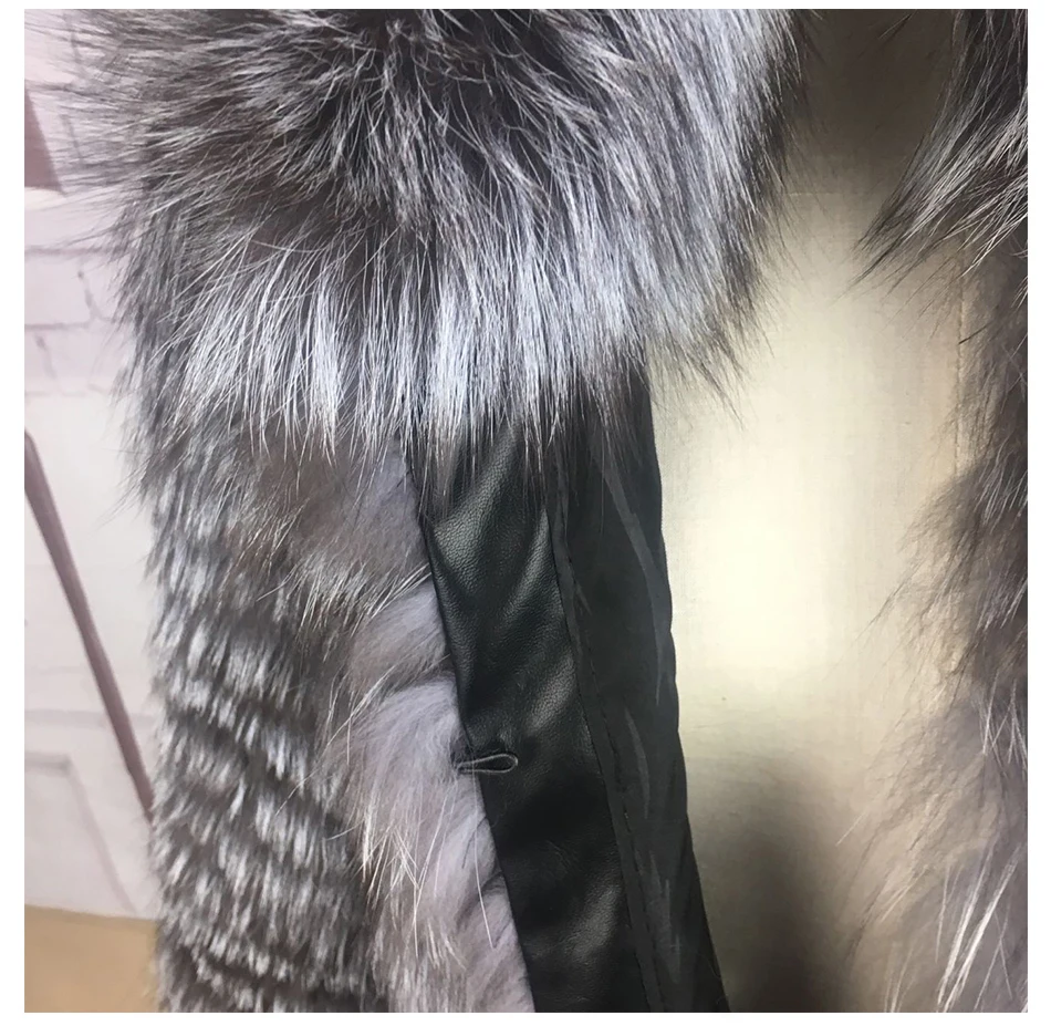 Настоящее пальто с мехом silver fox Короткие