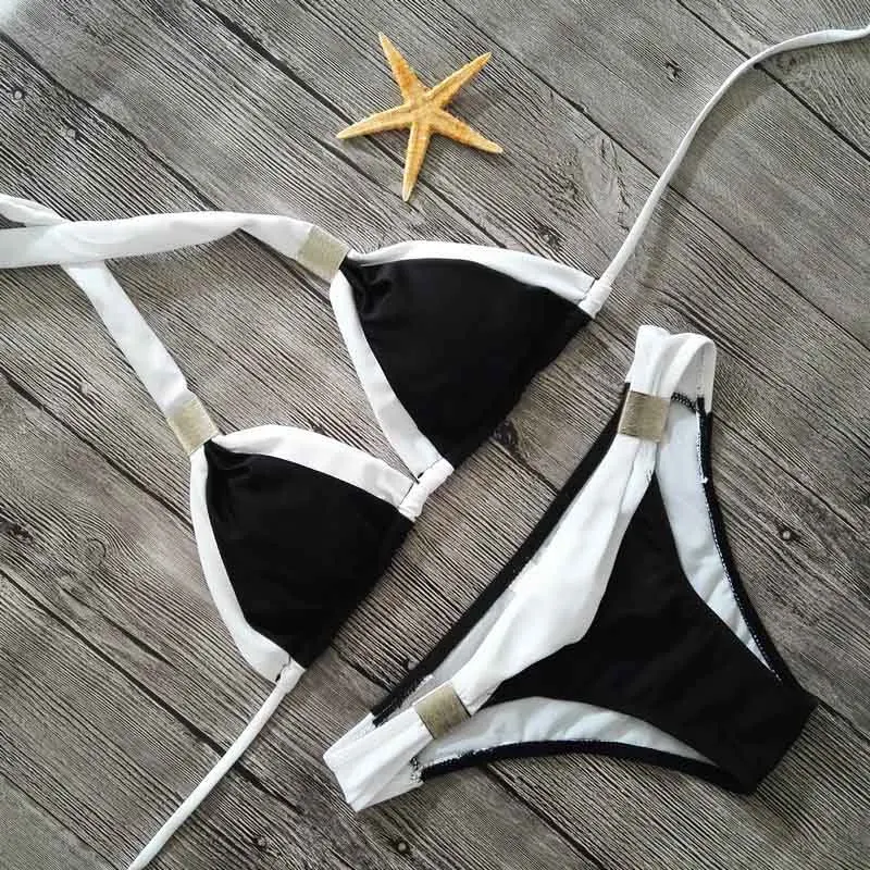 

Women Swimsuits Set Solid Splice Color Sling Bikine Panties Swimsuits for Summer ED-shipping
